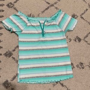 Girls justice top, teal stripe and zipper at top.